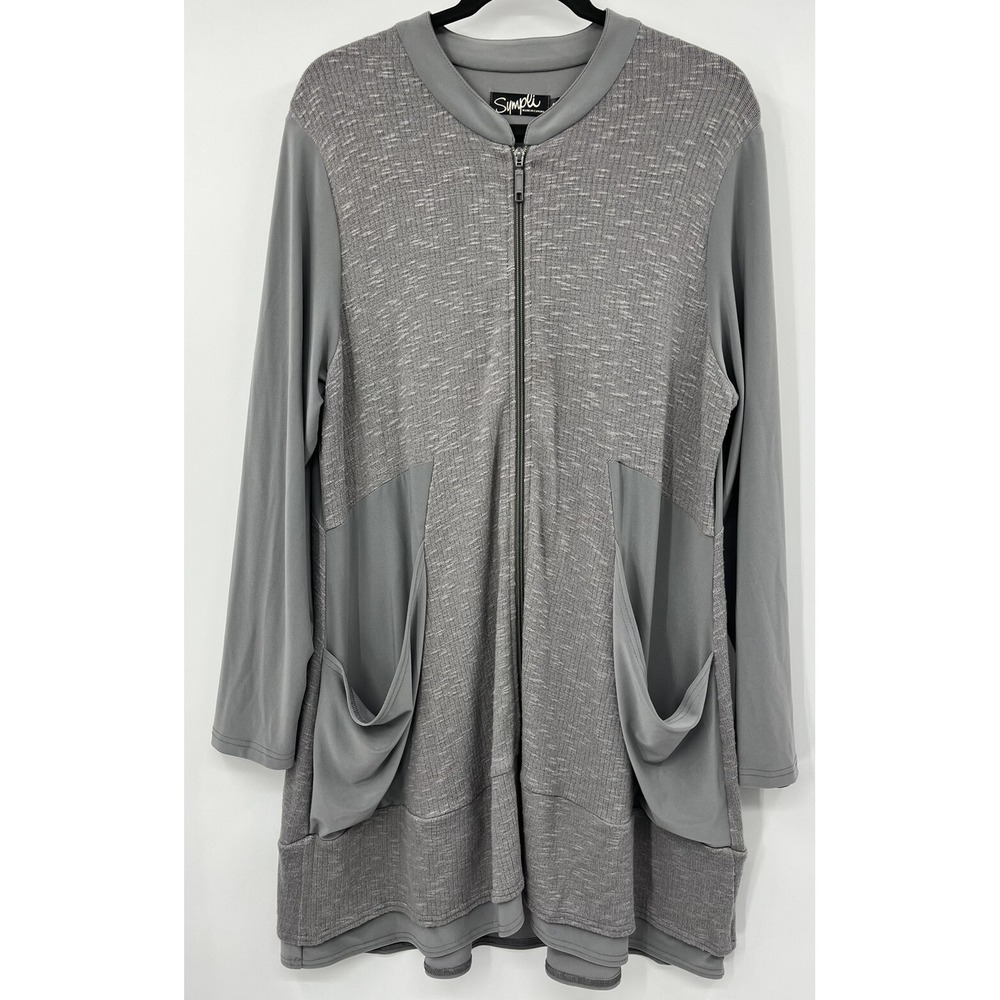 Simpli Canada Cardigan Full Zip Oversized 18 Long Line Pockets